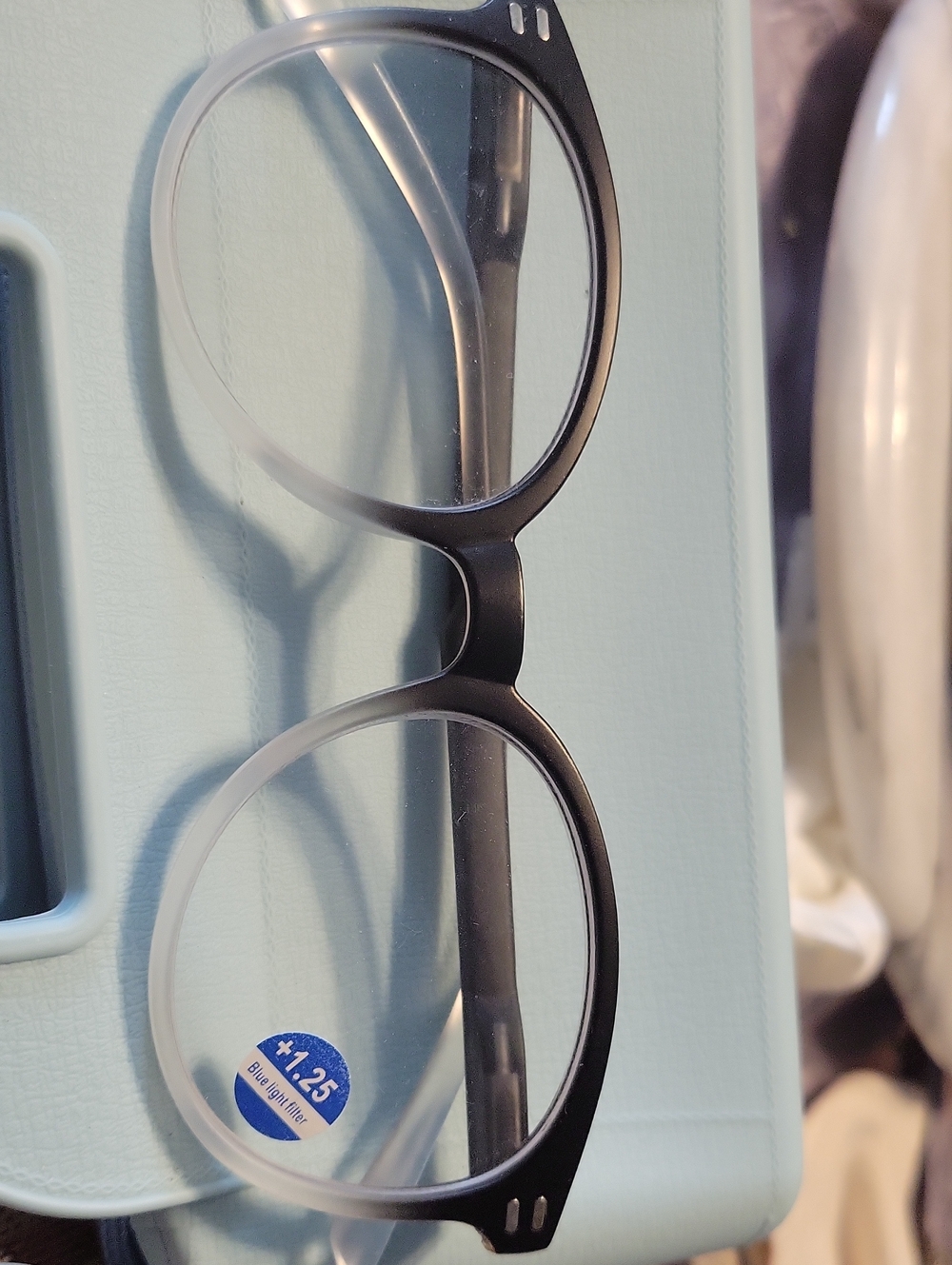 Black Round Blue Light Reading Glasses +1.25